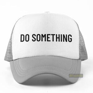 🆕Do Something Foam Trucker Hat Mesh Snapback Cap Gray/White